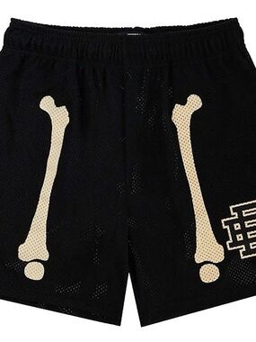 Black EE Mesh Shorts with Cream Bone Graphic